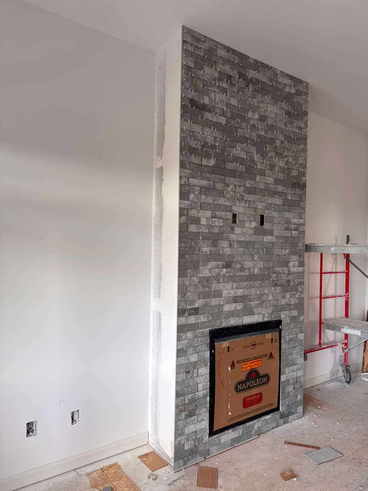 Stacked-Stone Fireplace